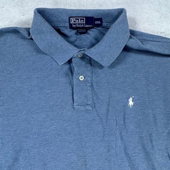 Polo Ralph Lauren Other - Polo Ralph Lauren Mens XXL Blue Heather Pique Short Sleeve Polo Shirt Pony VTG